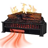 Country Living Electric Fireplace Logs, 27” LED Electric Fireplace Inserts with Infrared Heater, Electric Heater Heats up to 1000 Sq. Ft., Remote Controlled Infrared Heaters for Indoor Use, Black