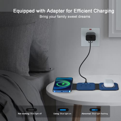 Ucomx Nano 3 In 1 Wireless Charger,Magnetic Foldable 3 In 1 Charging Station,Fast Wireless Charging Pad,Compatible For Iphone 14/Pro/Max/Plus/13/12 Series,Airpods 3/2/Pro,Iwatch(Adapter Included) #TOP6