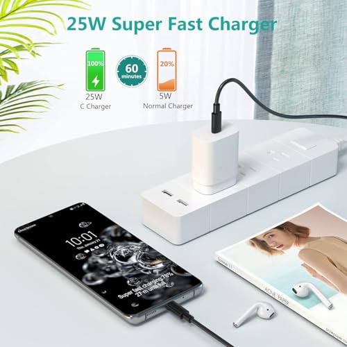 Image of Samsung 25W C-Type PD Superfast Charging Adapter with 3.3 ft Type C Cable for Galaxy A57|A55|A16|A36| A56|A06|M07|M17|M36|M35|M16|M06|M07|M17|M05|M56|F36|F06|F05|F56| 25watt USB C Fast Charger, White