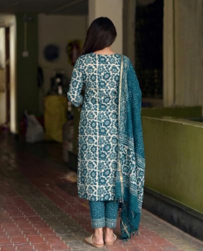 Image of KLOSIA Women's Printed Straight Kurta and Pant with Dupatta Set
