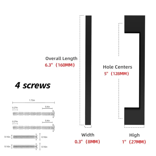 Image of 10 Pack 5 Inch(128mm) Cabinet Pulls Matte Black Kitchen Cabinet Handles Zinc Alloy Drawer Pulls Solid Cabinet Hardware