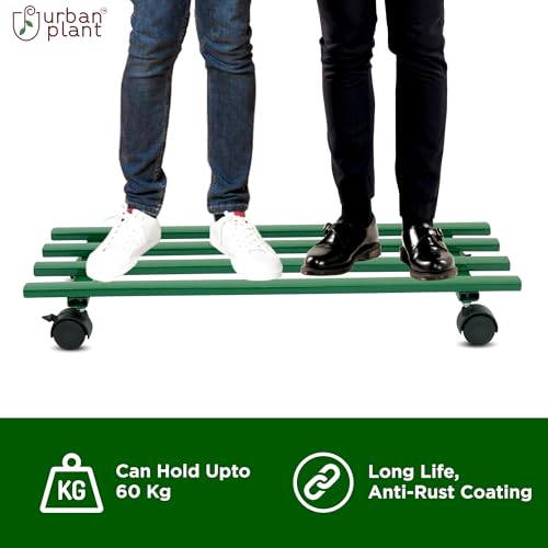 Image of Urban Plant Caddy with Wheels, Heavy-Duty Rolling Stand for Indoor and Outdoor Planters, Sturdy Design, Perfect for Home and Garden Decor (Green Rectangular - Pack of 4)