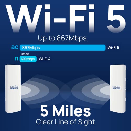 Engenius Outdoor 5Ghz 867Mbps Wifi 5 Cpe/Client Bridge, 27Dbm Transmit Power, 16 Dbi High-Gain Antenna Extend Network Up To 5 Miles, Ptp/Ptmp, Ip55 Housing, Taa& Ndaa Compliant, 2-Pack (Enh500V3 Kit) #TOP3