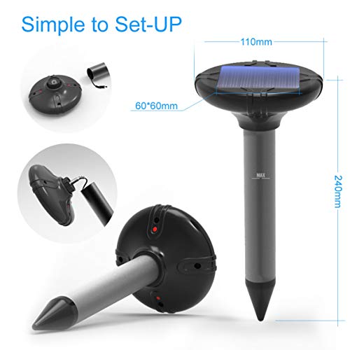 Winpest Repelente de cobra movido a energia solar para quintal, repelente de cobra seguro para cães,