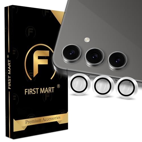 Image of FIRST MART Silver Camera Ring Guard Protector for Samsung Galaxy S24 FE | Tempered Glass with Metal Alloy Rings, HD Clear, Scratch Resistant, Case-Friendly | Pack of 1