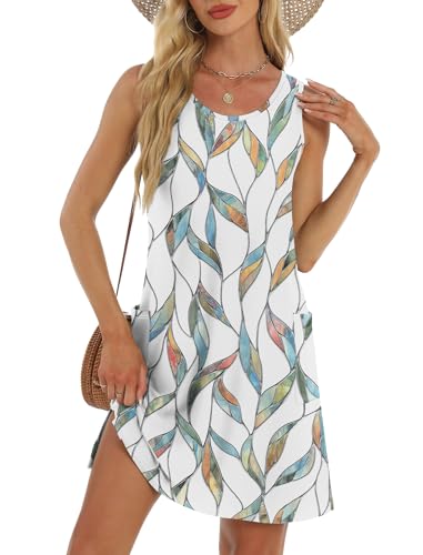 Image of BKRIVE Coverup Summer Dresses for Women 2026 Eyelet Casual Loose Sleeveless Sundresses Tank Dresses with Pockets