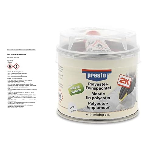 Sélection Brico-travo Presto Polyester FEINSPACHTEL HOCHEALASTISCH STYROLFREI Metall Holz Beton 250g 2 Sélection Brico-travo Presto Polyester FEINSPACHTEL HOCHEALASTISCH STYROLFREI Metall Holz Beton 250g