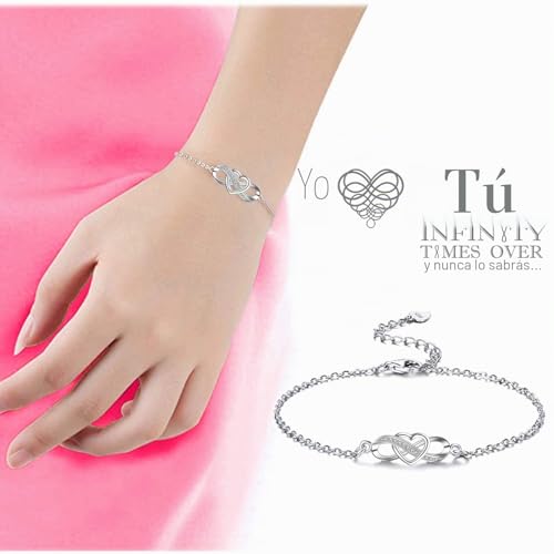 Miniatura 4 de Lyl.Adorer Juego De Joyas Para Mujer, Collar Y Pulsera Corazón Infinito, Pendientes Corazón Con Cristales Austriacos, Plata De Ley 925, Un Regalo Para Una Mujer