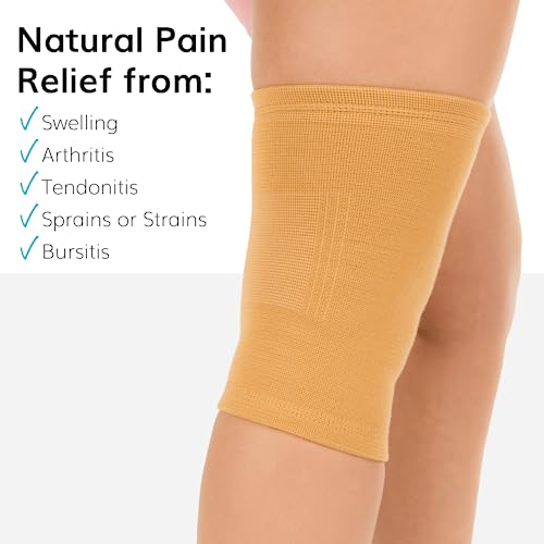 Braceability Elastic Slip-On Knee Sleeve | Cotton Fabric Knee Pain Compression Bandage For Stretchy, Lightweight & Comfortable Support (Medium) #TOP5