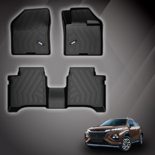 Image of Uno Minda Lifetime 5D Car Mats 3 Piece (2 Row Without Boot) for Maruti Suzuki Fronx 1st Gen April 2023 - Onwards | Anti Slip | All Weather Mats | 100% Waterproof & Washable | Custom Fit