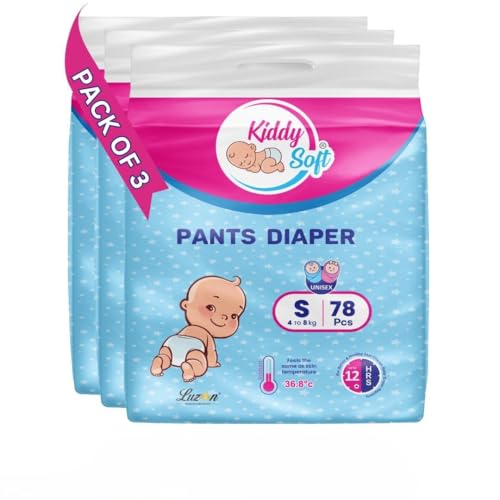 Image of KiddySoft Baby Diaper Pants with 5 Layer All Night Leakage Protection & Quick Absorbency (S - 78, Pack of 3)
