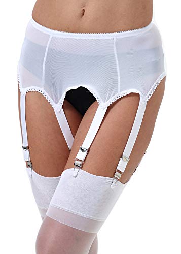 PERAMBRY Women's lace Sexy Garter Belt Stockings Garter Belt mesh Suspenders (Garter Belt only Sold)(White XXL)