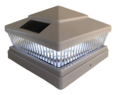 Super Deal Product 4 Pack Solar 6x6" Fence Post Cap Light with 5 LED Bulbs Black/Copper/Brown/White Solar Outdoor Square Shape Cap Light (White)