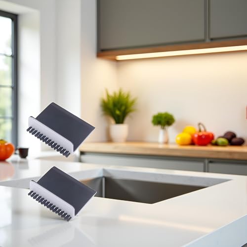 Image of 2Pcs Black Kitchen Sink Squeegee Cleaner Countertop Brush Wiper Vegetable Cleaning Brush Wiper Home Kitchen Tool Accessories Household Squeegees