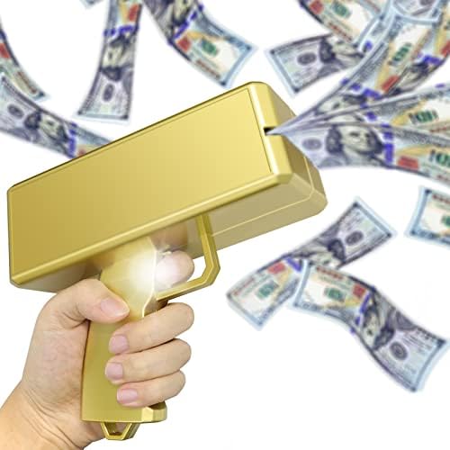 Alagoo Super Money Guns Paper Playing Spary Money Gun Make it Rain Toy Gun, Handheld Cash Gun Fake Bill Dispenser Money Shooter Toy(Metallic Gold)