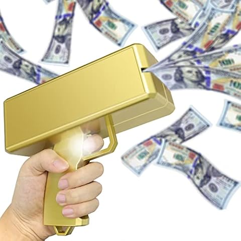 Alagoo Super Money Guns Paper Playing Spary Gun Make it Rain Toy Gun, Handheld Cash Fake Bill Dispenser Shooter Toy(Metallic Gold) Cover