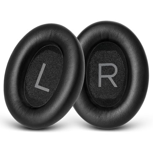 GEVO Replacement Ear Pads for Bose QC45, Ear Cushions for Bose QuietComfort 45 (QC45) & Quiet Comfort SE (QC SE) Headphones, Earpads with Softer Leather Noise Isolation Foam (Black)