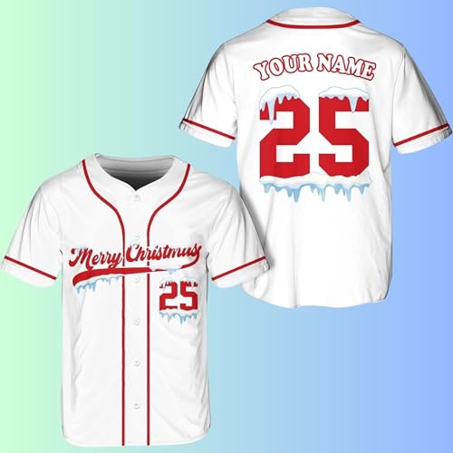 Camiseta personalizada de béisbol de Navidad - Jersey personalizado de grupo familiar de Navidad a juego, festivo para amantes del béisbol A2 blanco miniatura 3