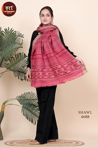 Image of KRITI Paisley Design Woollen Beige Color Shawl For Women