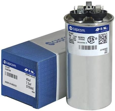 American Standard - 45 + 7.5 uF MFD x 370 VAC Genteq Replacement Dual Capacitor Round # C34575R / 27L947