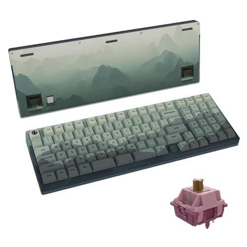 GATERON iG 98 Co-Branded Mechanical Gaming Keyboard, Tri-Mode Hot Swappable Wired/Bluetooth/2.4G Wireless Keyboard with RGB Light for Windows & Mac, PBT Keycaps (Mountain Top, Mountain Top Switch)