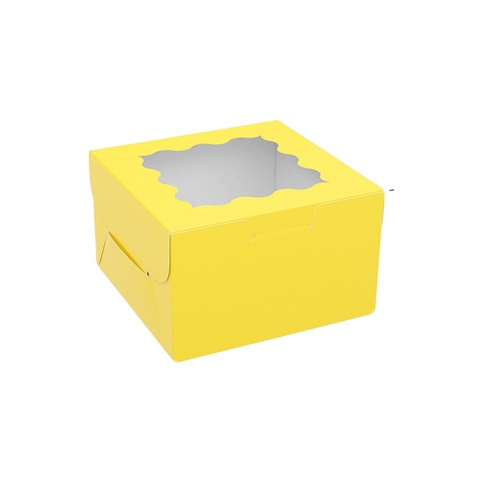 XPJYUA Bakery Boxes with Clear Window StoBag 20pcs Color Kraft Paper Box With Window Small Packaging For Cake Dessert Cookies Doughnut Storage Baking Party Favor(Yellow)