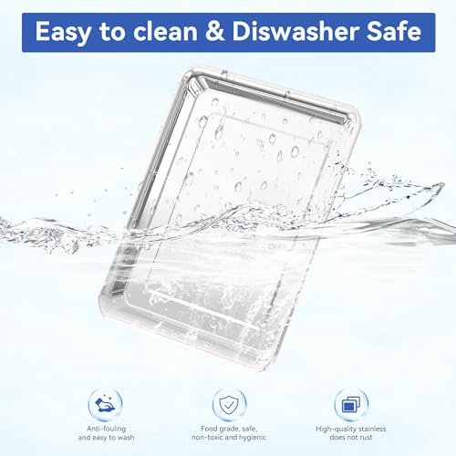 Image of Air Fryer Tray Replacement for Cuisinart TOA-60 /65 /70 Toaster Air Fryer Pan | Convection Oven,12.4 * 11''Mesh Air Fryer Stainless Steel Basket Wire Rack Accessories Parts,Dishwasher Safe,NonStick 2 PCS