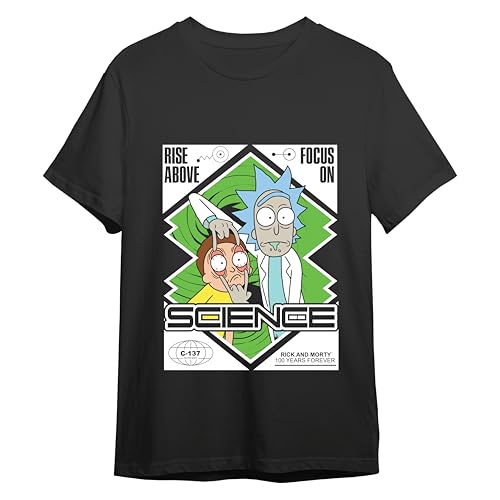 Comic Studio | Rick & Morty Camiseta | Artículo Licenciado Oficial | V3 | Unisex | Negro | L