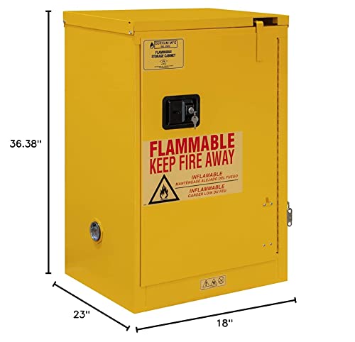 Durham Fm Approved 1012S-50 Welded 16 Gauge Steel Fire Safety Self Closing Door Cabinet, 1 Shelves, 12 Gallons Capacity, 18" Length X 23" Width X 36-3/8" Height, Yellow Powder Coat Finish #TOP3