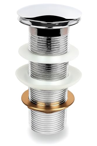 Image of BASSINO Premium 5 Inch Brass Waste Coupling /Washbasin Drainer /Rust-Proof Pop-Up for Basin /Drain Stopper for Tabletop, Wall-Mount & Pedestal Wash Basins(Chrome Finish)