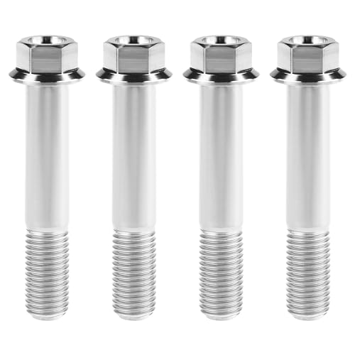 Image of Titanium Bolt M12 30 35 40 45 50 55 60 65 70 75 80 85 90mm Hex Small Flange Head for Motorcycle Car Modification Pack of 4 (M12x65mm Pitch 1.25, Silver)