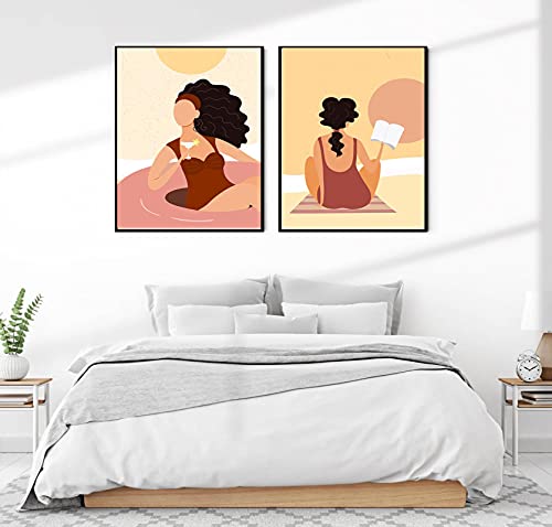 Estampes d'art d'été style milieu du siècle affiches de plage rétro 50x70cm lot de 2