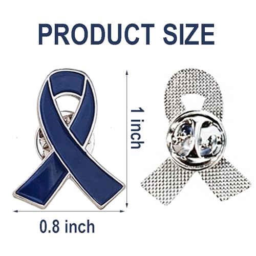 Image of 50 pieces Dark Blue Ribbon Pins Enamel lapel Brooches For Colon Rectal Cancer Arthritis Awareness