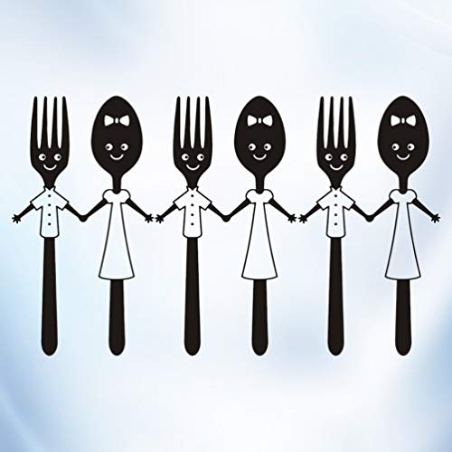 Garneck Dining Room Wall Decor Spoons Wall Murals 3Pcs Kitchen Wall Decals Fork Spoon Vinyl Removable Wall Stickers For Kitchen Dining Room Spork #TOP7