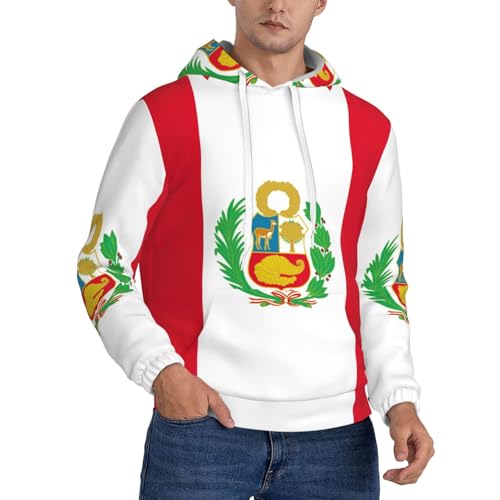 Pull homme drapeau Pérou EdWal sweat à capuche sport et poche kangourou