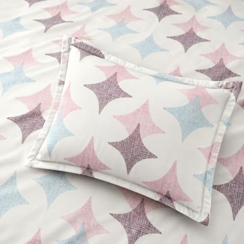 Image of Premium Cotton Double Bed Elastic Fitted Bedsheet All Around Elastic Queen Size with 2 Pillow Covers (60 inch x 78 inch inches, Stars)