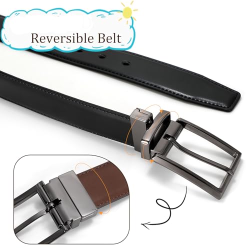 Reversible Leather Belts for Men with Rotated Metal Buckle Fashion Men Belts3