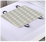 BLUEZY Traversa Impermeabile con Maniglia Rovesciabile Comodo per Disabili Paralizzati, Traverse Letto Anziani in Cotone A Prova di Perdite Telo Impermeabile Letto B,75 * 90cm