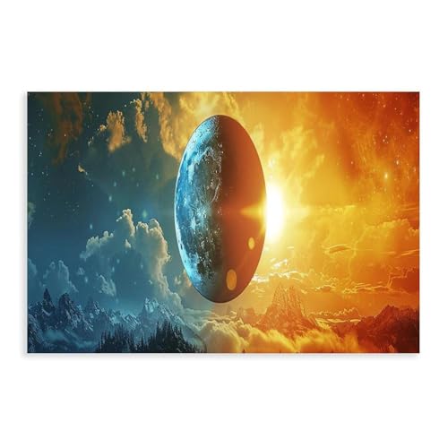 Toile abstraite jour et nuit 40x60 cm pour decoration de chambre
