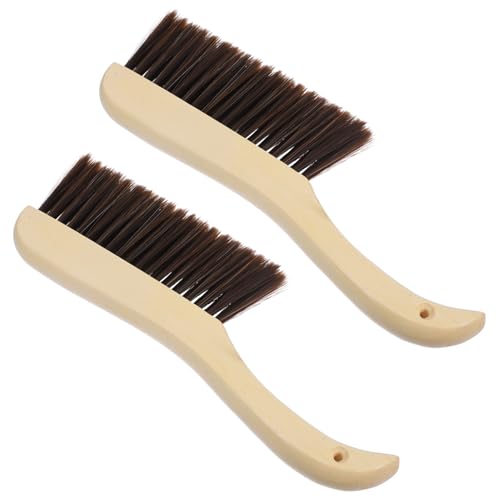 Wakauto 2pcs Long Wooden Handle Dusting Brush Soft Bristles Upholstery Brush Gentle on Surfaces Lightweight