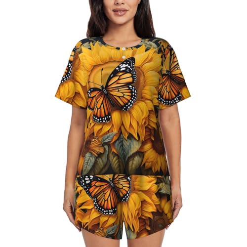 Pijama de mariposas y girasoles para disfrutar de tardes relajadas en casa