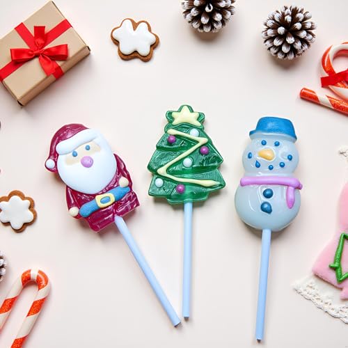 Christmas Lollipops Candy, 24 Pack, Santa, Snowmen, and Christmas Tree, Strawberry Suckers Individually Wrapped