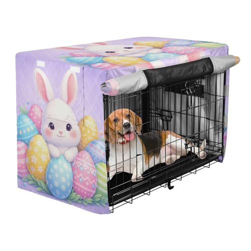 Housse de cage pour chien violette lapin de Pâques XL lavable - 3