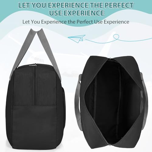For Spirit Airlines Personal Item Bag 18x14x8, Foldable Travel Duffel Bag Tote Carry on Luggage Duffle Weekend Overnight Bag for Women and Men(Black)4