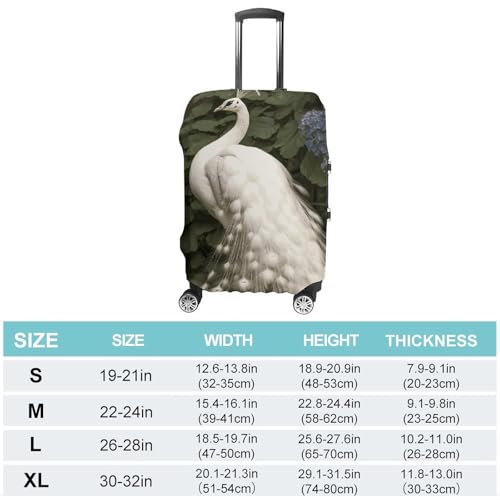 White Peacock Printed Luggage Cover Protector, Fits 18-32 Inch Luggage2