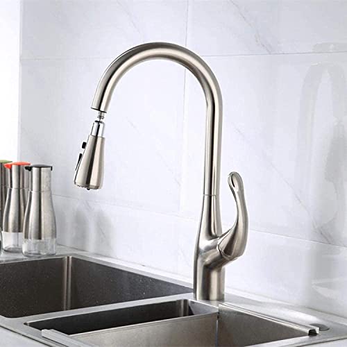 Messing Silber Farbe Ausziehbare Küchenspüle Wasserhahn Mischbatterie Deck Montiert Chrom Herunterziehen Küche Kalt Warmwasserhahn-Chrom Cover