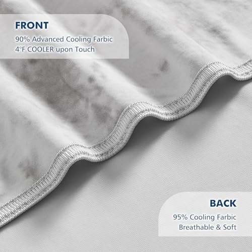 EMME Kühldecke Kühlende Decke, Arc-Chill Q-Max0.45, 127 x 177 cm, 2 in 1 Doppelseitige Dünne Sommerdecke, Leicht Atmungsaktiv Tagesdecken, Sofa Decken,Bettüberwurf Kuscheldecke,Aquarell Grau