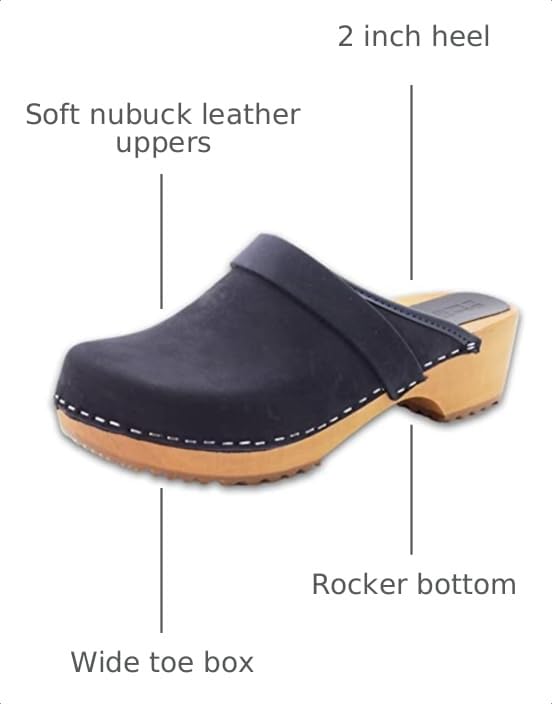 Image of Bjork Maja Wood Open Back Leather Clogs