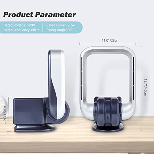 Infinipower Bladeless Wall Mount Fan With Remote Control, 15.7" Small & Quiet Tower Fan 90° Adjustable Air Circulation Cooling For Bedroom Sleeping,Table/Desk,Living Room,Home,Office,Commercial Shop #TOP5