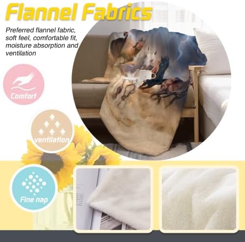 Horse Blanket Galloping Running Horse Soft Decorative Flannel Throw Blanket Lightweight Cozy Fuzzy Blanket for Couch, Bed and Chair-60''x50'' - Image 7